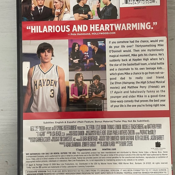 17 Again DVD * Zac Efron * Matthew Perry - Picture 2 of 3